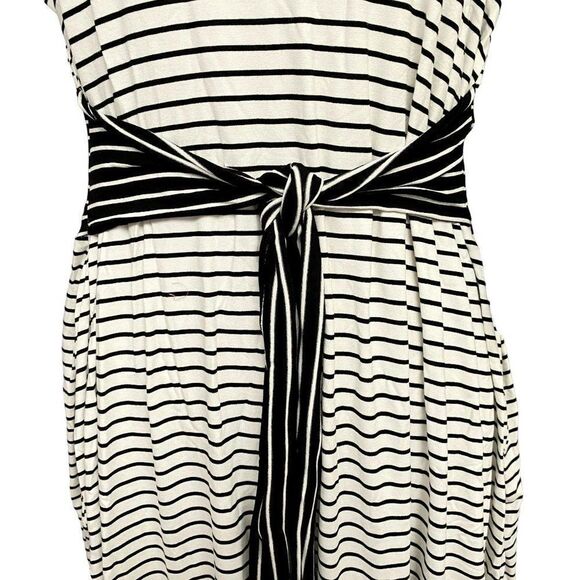 London Times Woman Black & White Nautical Stripe Tie Waist Tank Dress Sz 3X NEW - Picture 5 of 10